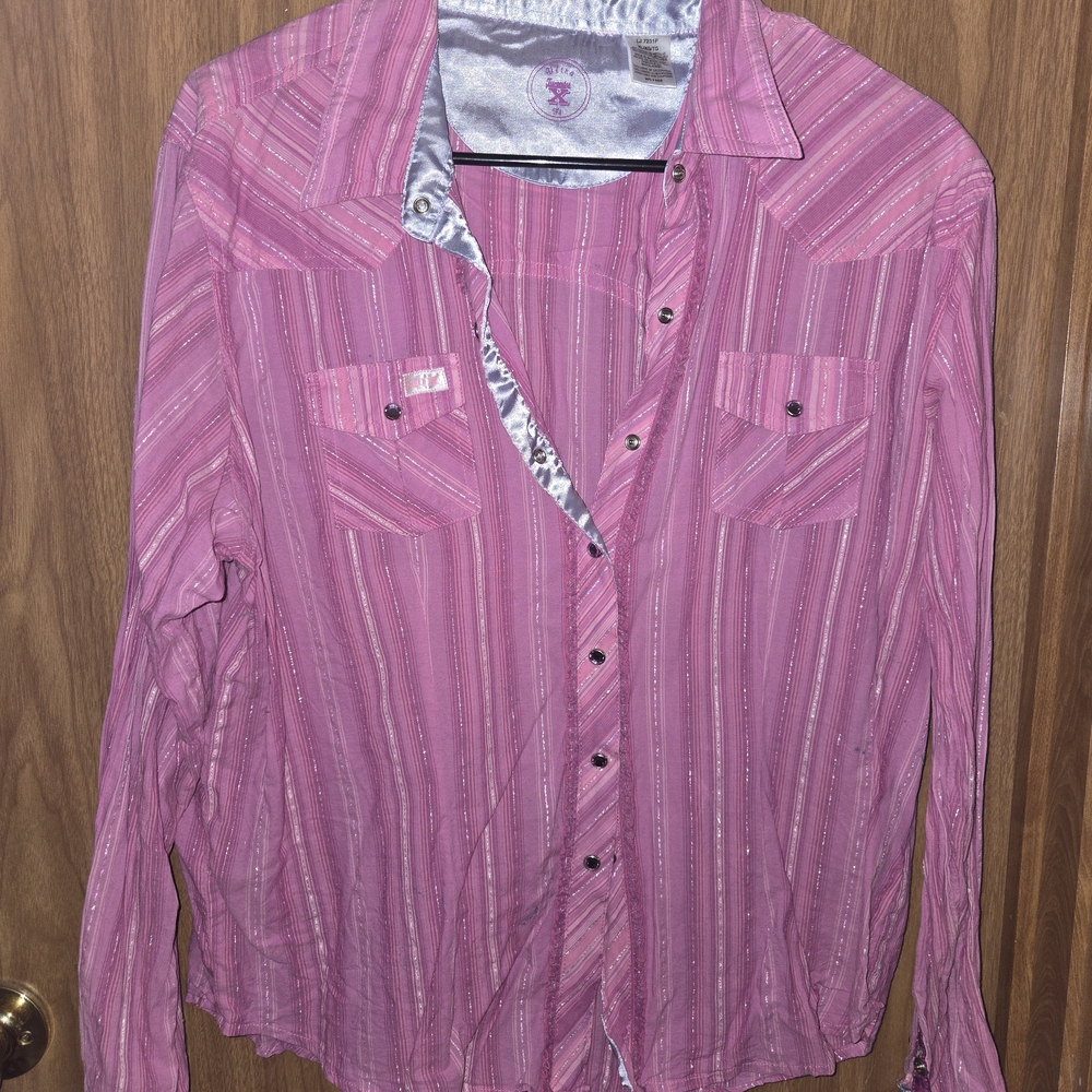 Pink Striped Button-Up Shirt